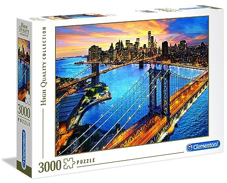 Clementoni 33546 New York – Puzzle 3000 Teile ab 9 Jahren, buntes Erwachsenenpuzzle mit kräftigen Farben, Geschicklichkeitsspiel für die ganze Familie, schöne Geschenkidee