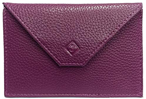 LOLUNA® Pochette Format enveloppe pour Papier Voiture, Carte Grise, permis Conduire Tout en Cuir Plusieurs Couleur Homme et Femme (Violet)
