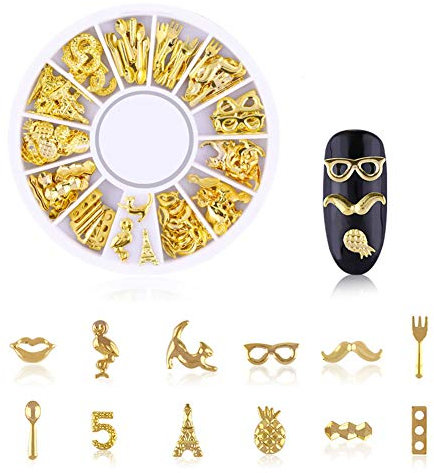 Egurs Gold Metalllegierung Hohl Nail Art Nieten Decals Metallic Hohl Geometrische Muster DIY Nagel Dekoration Zubehör Moderne Muster