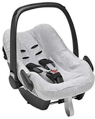 Meyco 524004 Universal Schonbezug-Sommerbezug-Babyschalen Bezug-Maxi Cosi Bezug-Kinder Autositz Bezug-Gruppe 0+ - 3 Punkt Gurtsystem-100% Baumwolle-Interlock-Jersey-Grau Meliert