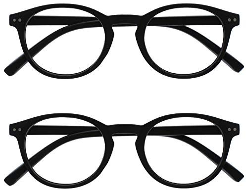 OPULIZE Zen 2 Pacco Occhiali Da Lettura Liscio Nero Opaco Piccolo Uomo Donna RR24-1 +1,00