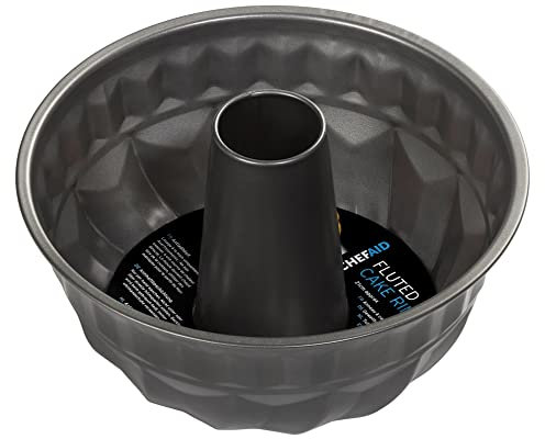 Chef Aid Non-Stick Fluted Cake Pan with Non-Stick Coating, Ideal for Home Baked Bread or Cake centrepieces with Flowing Pattern, Internal Measurement of 21cm Diameter, Gray