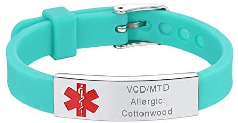 Supcare Medico Emergenza Bracciale Uomo Donna Personalizzato, Braccialetto Incisione Identificativo, Verde Braccialetti Silicone Personalizzabili, 15-21 cm Regolabile Bracciale Salvavita Pazienti