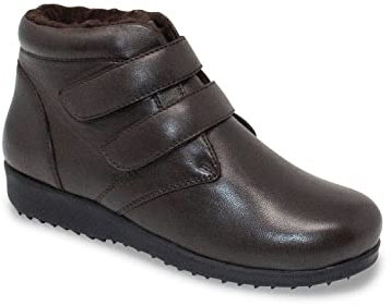 Chums Ladies Leather Thermal Lined Touch Fasten Boot Wide Fit Fleece Lined Easy Touch Fastening Durable Outsole Brown 8 UK