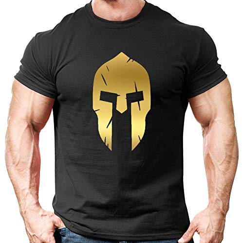 Crown Designs Spartan Gold Helmet Bodybuilding Weight-Training Sports Tapered Fit Top for Men and Teens