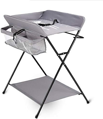 Baby Wickelkombi,Mobiler Wickeltisch mit 3 Fächer klappbare Wickelkommode Wickelauflage mit Sicherheitsgurt (80 * 63 * 96 cm),für Babys unter 12 Monaten (Keine Räder + keine Höhenverstellung)