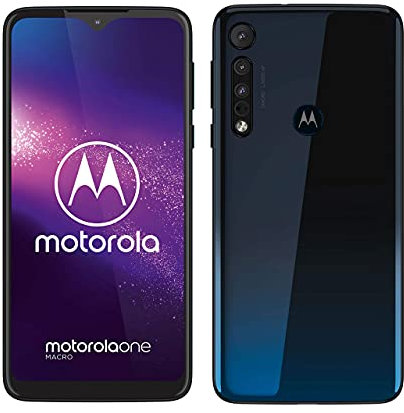 Motorola One Macro (6,2 Inch HD Plus Display, Macro Vision Camera, 64 GB/ 4 GB, Android 9.0, Dual SIM Smartphone), Space Blue (Renewed)