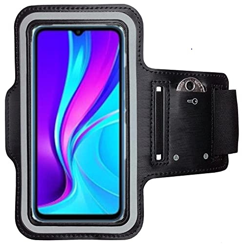 CoverKingz Sportarmband für Xiaomi Redmi Note 9T - Armtasche mit Schlüsselfach Oberarm Halterung - Sport Laufarmband Handy Armband Schwarz
