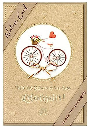 bsb - Karte zum Geburtstag - Nature Card - Nachhaltige Karten zum Geburtstag - Geburtstagskarten mit Umschlag - Geburtstagskarte Frauen & Männer - Glückwunschkarte 11,5 x 17 cm - Fahrrad Motiv