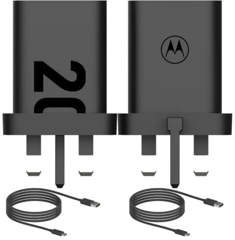 Motorola Chargers - Pack of 2-20W Turbopower Mains Wall Charger/Power Adapter with 1M USB-C Cable.