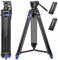 Heavy Duty Tripod 72 inch, Lusweimi Professional Aluminum Video Camera Tripod with 2 Pcs Universal Quick Release Plate, 360 Degree Fluid Head and Mid-Level Spreader, Max Load 17Lbs for DSLR (BLUE)