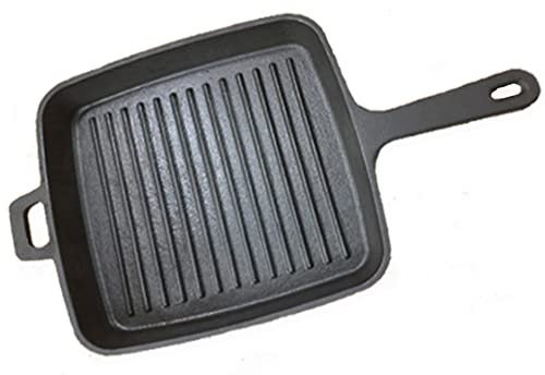 Non-Stick Cast Iron Pan Heavy Duty Large Square Griddle Grill Skillet Frying Indoor BBQ Cooking Premium Quality, Black