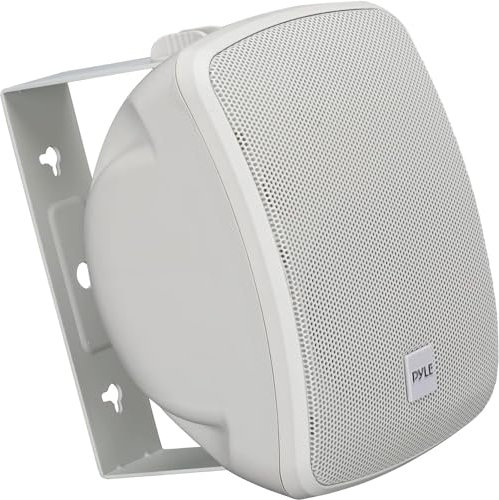 Wall-Mount Outdoor Patio Speaker - 3.5” 2-Way Weatherproof Wall or Ceiling Mounted Commercial Speakers w/Built-in 70V Transformer, Waterproof Cabinet, Aluminum Grill, for Pool, PA, Indoor(White)