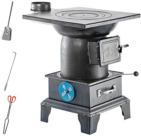 JIAOCKJIAO Portable Wood Burning Stove, Cast Iron Wood Fired Camping Stove, Indoor Outdoor Heater, Suitable for Charcoal, Wood, Grain Straw, Biomass Pellets