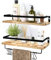 TIMESETL 2 pack Floating Shelves with 6 Hooks, Wood Wall Shelves, Wall Mounted Shelf, Wooden Shelves for Bedroom, Bathroom, Living Room, Kitchen, Office