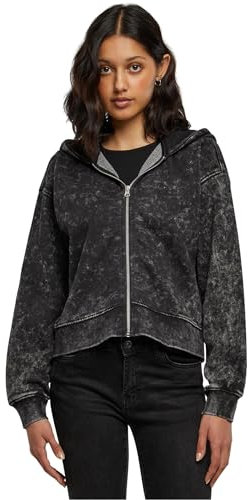 Urban Classics Damen Jacke Ladies Short Oversized Towel Washed Zip Hoody Black 4XL