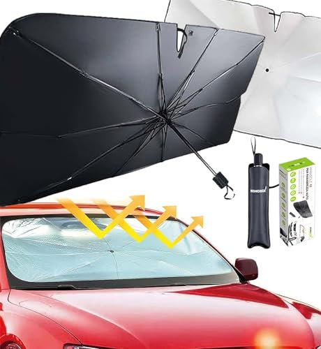 KOKOBOX Parasol Coche Delantero Plegable 125x65cm Paraguas con Protector Solar, Bloquea Los Rayos UV del Sol generando Sombra