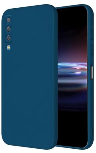 HONLEN Hülle für Samsung Galaxy A7 2018 Schutzhülle Case, (6 Inches) Liquid TPU Silicone Handyhülle mit Fallschutz Silikon Cover Saphirblau