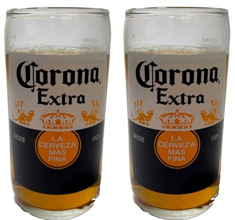 TUFF LUV Corona Extra Bierglas mit Nukleierung, 2 Stück