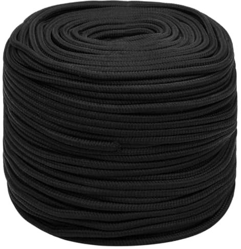 vidaXL Bootsseil Ankerleine Festmacher Tauwerk PP Leine Seil Tau Polypropylenseil Geflochten Flechtleine Schwarz 10mm 50m Polypropylen
