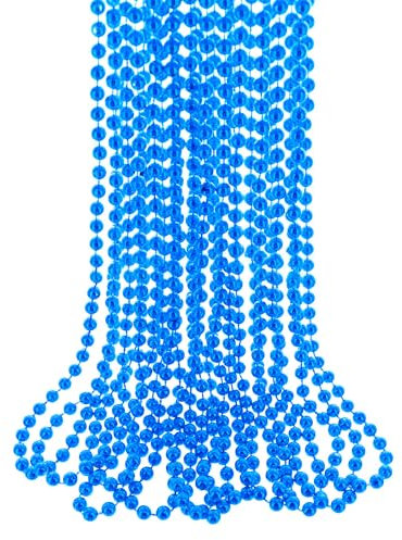 Wambere 5 Stück Bunte Perlenketten 80er Kunststoff Perlenkette Halsketten 6mm Perlenkette,Vintage Halskette für Party Karneval Weihnachten Geburtstag Mottoparty Festival Kostüm Zubehör,Blau