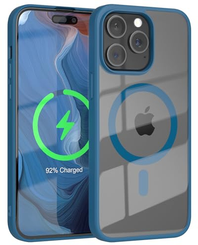 EAZY CASE Crystal TPU Hülle kompatibel mit iPhone 15 Pro Max kompatibel mit Qi-Charging, Silikon mit Kameraschutz, Slimcover, Handyhülle, Silikonhülle, Backcover, Durchsichtig, Transparent Dunkel Blau