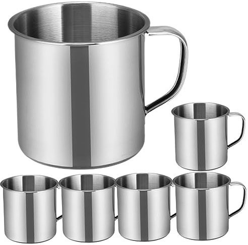 OUNONA 6pcs Boy Girl Stainless Steel Cups Lightweight Unbreakable Water Mugs for School Camping and Travel Safe Smooth Edges Easy to Grip Drinking Cups for Boy Girl