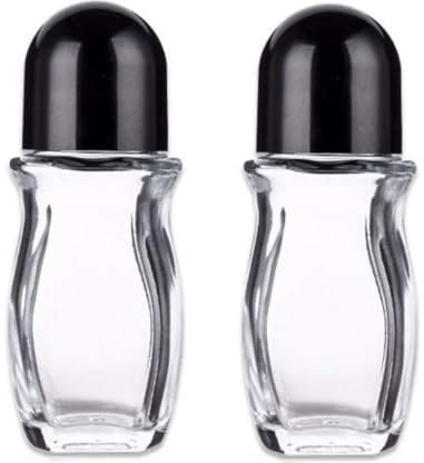 Parfumlism 2Pcs Thick Glass Roll On Bottles,Balms Thin Waist Style Deodorant Roller Bottles for Essential Oils,DIY Travel Empty Cosmetic Cream Container with Plastic Roller Ball (50ml)