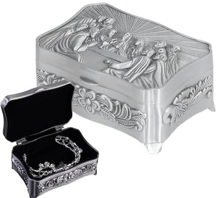 Lambo Vintage Rosenkranz-Halsketten-Box, Rosenkranz-Halsketten-Box - Vintage Rosenkranz Halskette Behälter,Tragbares Rosenkranz-Andenkenetui für Ehering, Armband, Ohrring, Schmuck, 1