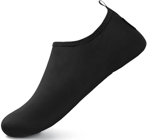 SAGUARO Badeschuhe Herren Wasserschuhe Damen Strandschuhe Schnelltrocknend Schwimmschuhe Licht Weich Aquaschuhe Neoprenschuhe Hausschuhe Sattes Schwarz Gr.44/45