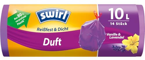 Swirl Lot de 14 sacs poubelle à pédale parfumés Vanille Lavande 10 l