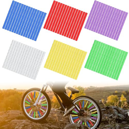 CAREDGO 72 Stück Speichenreflektoren Fahrrad Bunt Speichenreflektor Rennrad Reflektoren Speichen 75mm Fahrradspeichen Reflektoren 360° Sichtbarkeit Rad Reflektoren Speichen für Gängigen Speichenräder