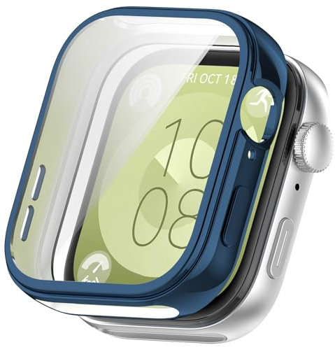 Funda compatible con Huawei Watch Fit 3, protector de pantalla flexible de TPU resistente a los arañazos, carcasa protectora para Huawei Watch Fit 3 Smartwatch (azul)