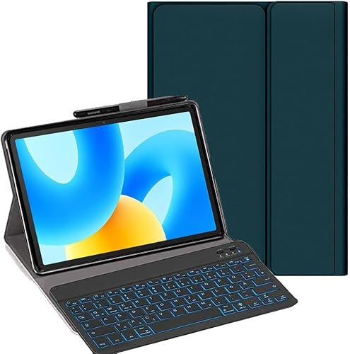 YHFZR Tastatur Hülle für Huawei MatePad 11.5 S, [Deutsches QWERTZ] Ultraslim Hülle mit 7 Farben Beleuchtung Kabellose Tastatur mit Schützhülle für Huawei MatePad 11.5 S Tablet, Grün
