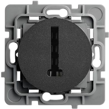 DEBFLEX - Casual Evo - Prise Téléphone + Support Metal - Prise en T Inversé pour Téléphone Filaire - Installation Encastrée - Noire - 48 x 48 x 27 mm