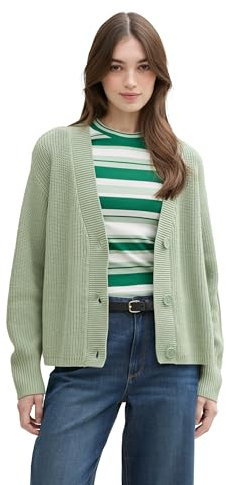 TOM TAILOR Denim Damen 1043311 Basic Strickjacke mit Knöpfen, 13632-Fresh Mint Green, L