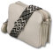 ADEL Umhängetasche Damen Echtes Leder MARA Handgemachte Crossbody Bag 5 Fächer Schultertasche mit Ledergurt + Breitem Gemustertem Riemen Verstellbarer Gurt Made in Italy (Beige)