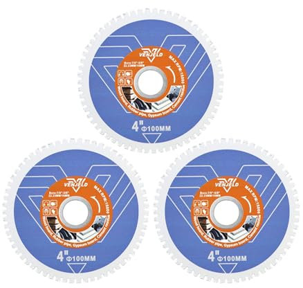 Carbide Wood Saw Blade 100mm - 3Pcs Cutting Discs Vacuum Brazed Blades for Wood Board Gypsum Board Rubber Pipe Plastic VENJELD