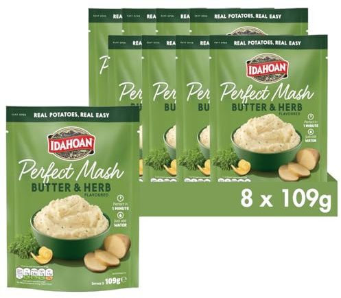 Idahoan Mashed Potato Butter & Herb Pack of 8 x 109g, Instant Mash Potatoes