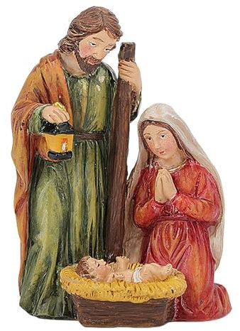 Jongyumo Krippenfigur Heilige Familie - Jesus, Maria Und Josef, Heilige Familie Maria Josef Mit Jesus Kind Krippe Krippenblock, Weihnachtsfigur Mit Figuren, Religiöse Figur Dekoration Zur Einweihung