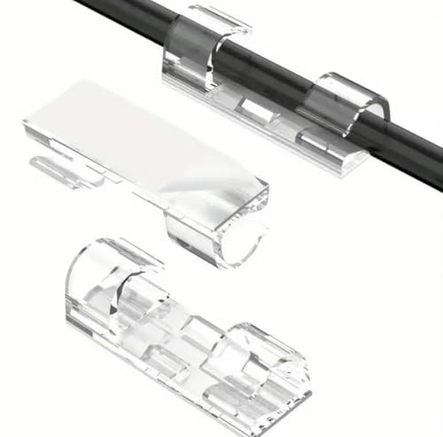 20pcs Transparent Cable Clips,Strong Self-Adhesive CableClips,Cable Clips,Self Adhesive Cable Tidy Wire Clips,Adhesive Cable Management Wall Holder Cord Organiser Clips for Walls & Under Desk