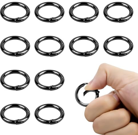 12Pezzi Scatto Molla Rotonda, Moschettoni per Manici Borse a Uncinetto, 27mm Moschettone per Borse, Adatto All'uso Come Anelli per Borse, Moschettoni per Artigianato e Accessori Borsa (nero)