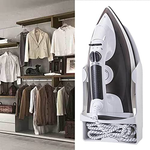 Ailgely Electric Iron Holder Heat proof Wall Mounted Organizer with Hooks White