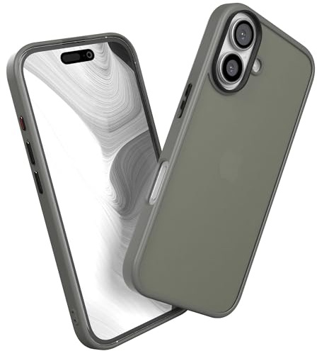 EAZY CASE - Outdoor Hülle für iPhone 16 hochwertige Matte Schutzhülle mit Ultra Aufprallschutz [Samtweiche Haptik] Stoßfest und Kratzfest Handyhülle mit Kameraschutz - Grau