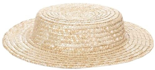 ZwaitL Gorro de paja tejida para mujer, transpirable, victoriano, sombrero de paja francés, sombreros planos para la playa, vacaciones, gorras de sol