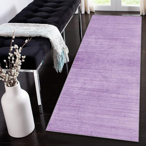 Siunwdiy Extra Langer Teppich Läufer Flur Küche rutschfest Waschbar Lavendel Einfarbig Teppichläufer Korridor Teppich Küchenläufer Lang 80x240cm Flurteppich Küchenteppich Meterware Anpassbar