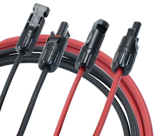 Cjueiom Solar Extension Cord, 4mm² 3M Solar Panel Extension Cable with Female and Male Waterproof Solar Panel Wire Adapter for Solar Power Station (3m Red + 3m Black)