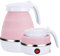 Foldable Electric Kettle for Travel, Portable Collapsible Silicone Boiler, Tea/Coffee Maker with Detachable Power Cord, Ideal for Outdoor Hiking, Caravan, and Bedroom Use (Pink)