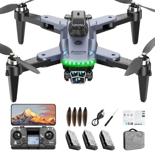HYTOBP S166 Drone Profesional con Cámara 4K para Adultos Principiantes, Drone GPS con 3 Cámaras, Cuadricóptero RC con Motor Sin Escobillas, Transmisión WiFi 5G, Retorno Automático, Sígueme