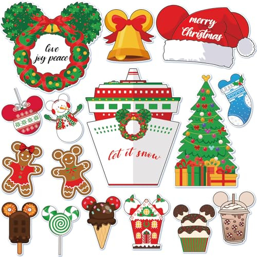 RiVolTa Christmas Cruise Door Decorations - 16 Pcs Summer Mouse Ship Magnets
